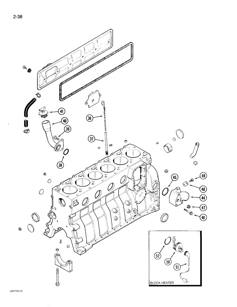 Схема запчастей Case 780D - (2-38) - CYLINDER BLOCK, 6T-590 ENGINE (CONT.) (02) - ENGINE