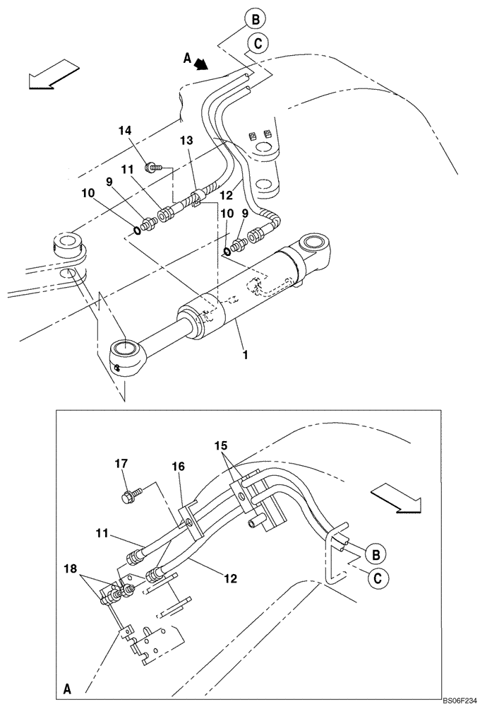 Схема запчастей Case CX135SR - (08-021A) - HYDRAULICS - OFFSET BOOM CYLINDER LINE (08) - HYDRAULICS