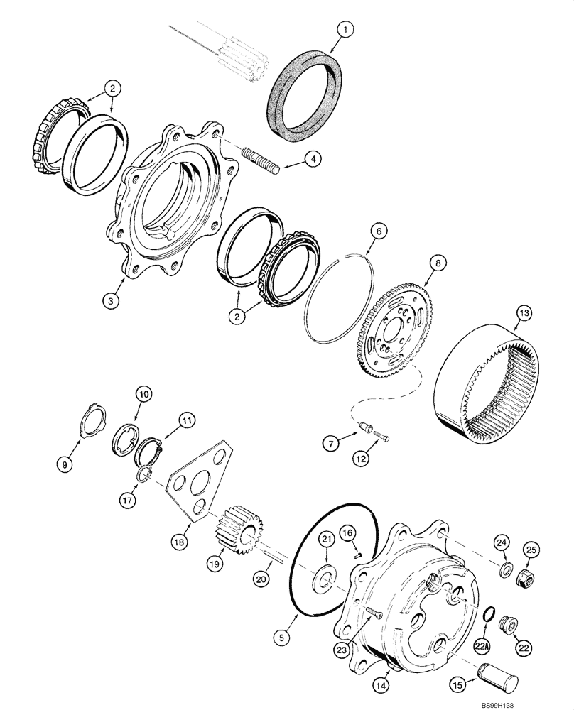 Схема запчастей Case 580SM - (06-06) - AXLE, FRONT DRIVE - PLANETARY (06) - POWER TRAIN