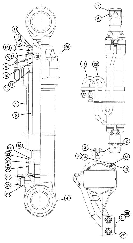 Схема запчастей Case 9060 - (8-088) - BOOM CYLINDERS (08) - HYDRAULICS