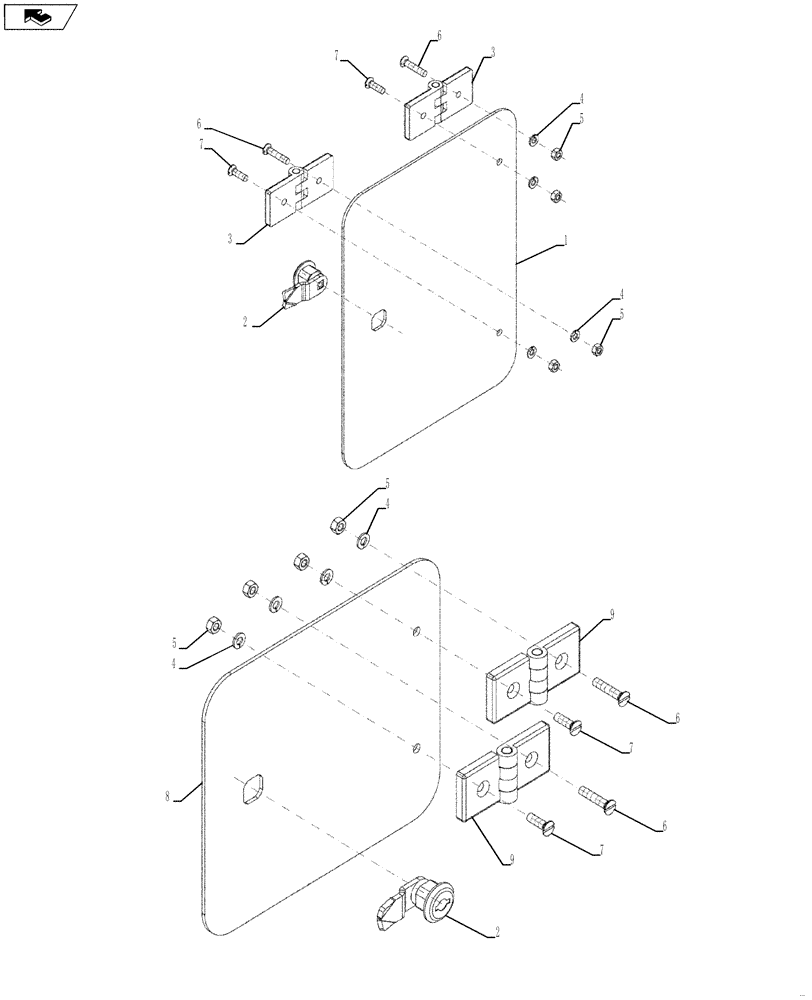 Схема запчастей Case PT240 - (39.100.01[04]) - ACCESS DOOR (GROUP 71-5 ND144797 & 71-9 ND144860) (39) - FRAMES AND BALLASTING