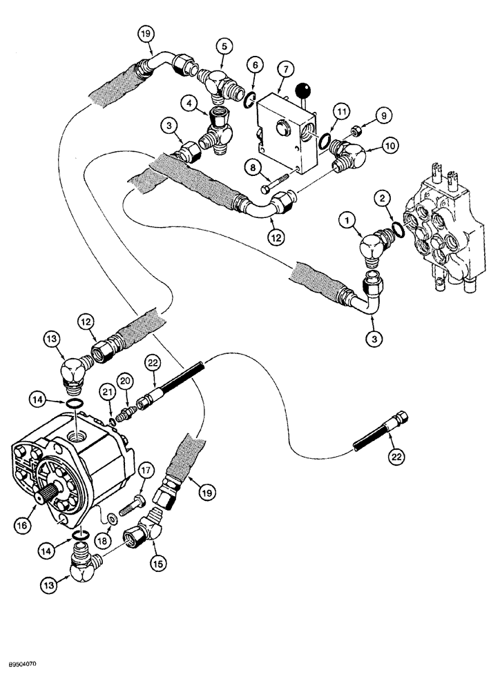 Схема запчастей Case MAXI-SNEAKER - (08-040) - PLOW HYDRAULIC CIRCUIT, PLOW MOTOR SUPPLY AND RETURN LINES, P75 PLOW (08) - HYDRAULICS