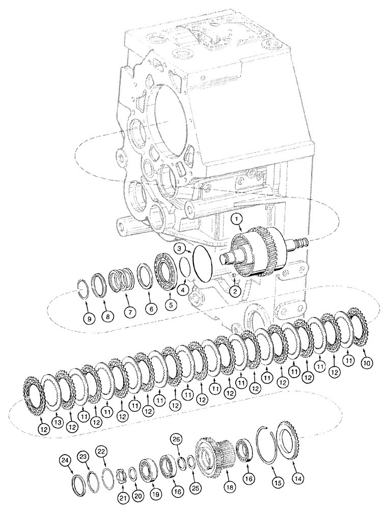 Схема запчастей Case 921B - (6-017[A]) - TRANSMISSION ASSEMBLY - FORWARD GEAR AND CLUTCH, P.I.N. JEE0052701 AND AFTER (06) - POWER TRAIN