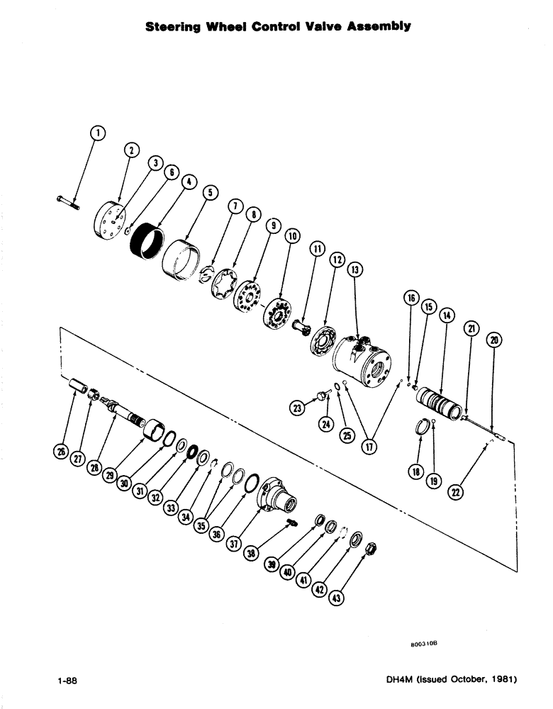 Схема запчастей Case DH4 - (1-88) - STEERING WHEEL CONTROL VALVE ASSEMBLY (41) - STEERING