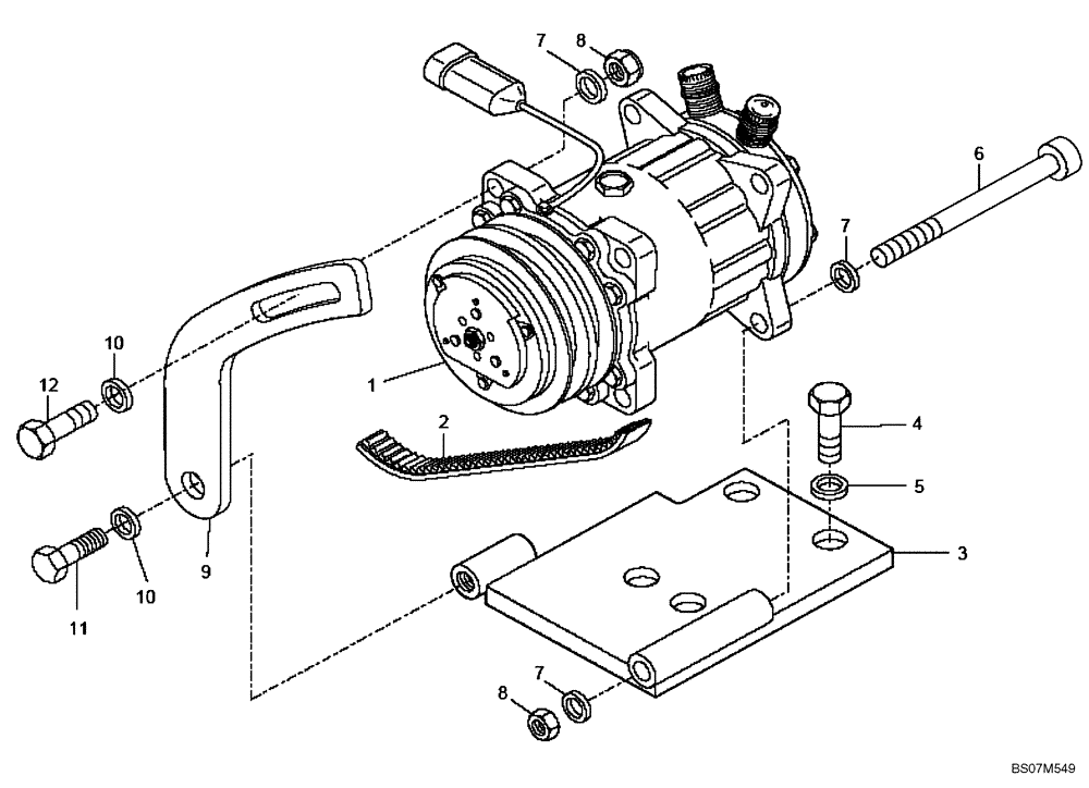 Схема запчастей Case 325 - (5.665[03]) - AIR CONDITIONING - COMPRESSOR MOUNTING (87637762) (10) - Cab/Cowlings