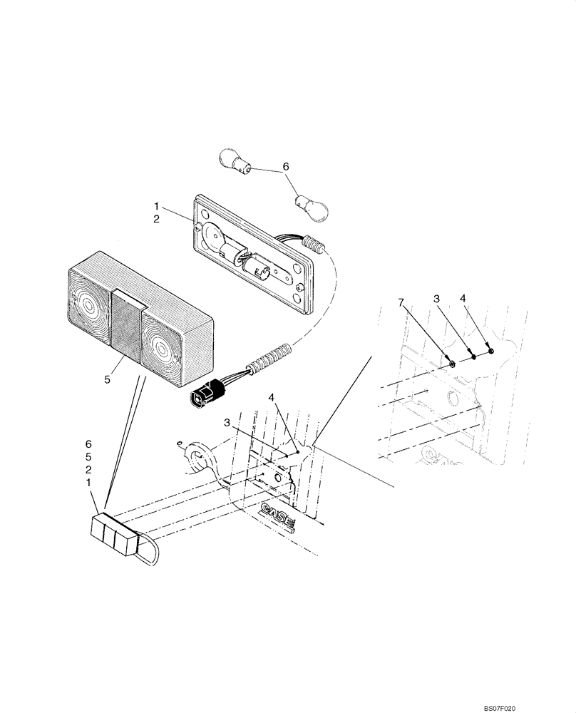 Схема запчастей Case 821E - (04-20) - REAR LIGHTS AND MOUNTING (04) - ELECTRICAL SYSTEMS