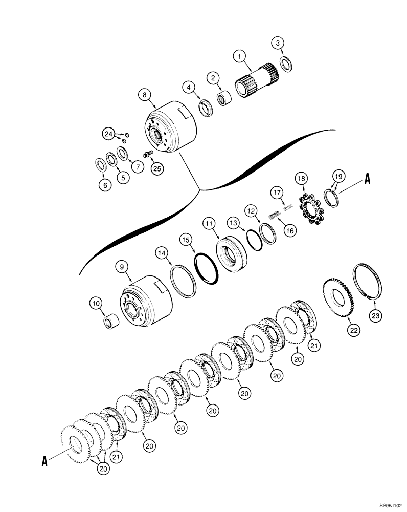 Схема запчастей Case 1150H_IND - (06-06) - TRANSMISSION - CLUTCH, LOW RANGE (06) - POWER TRAIN