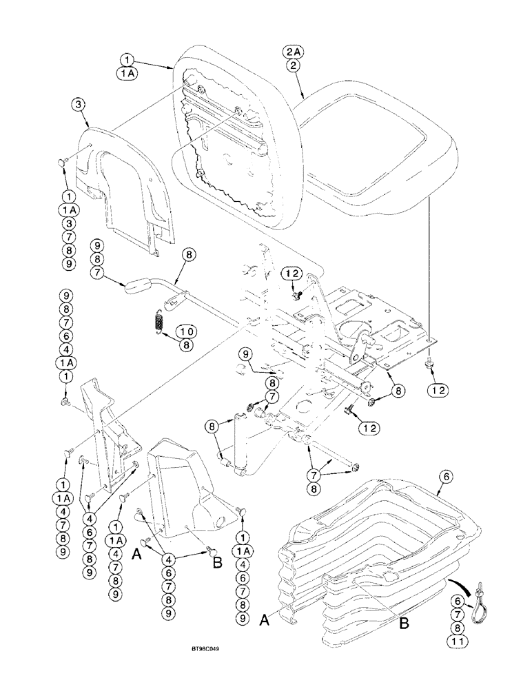 Схема запчастей Case 580L - (9-079) - SUSPENSION SEAT ASSEMBLIES, 580L MODELS (09) - CHASSIS/ATTACHMENTS