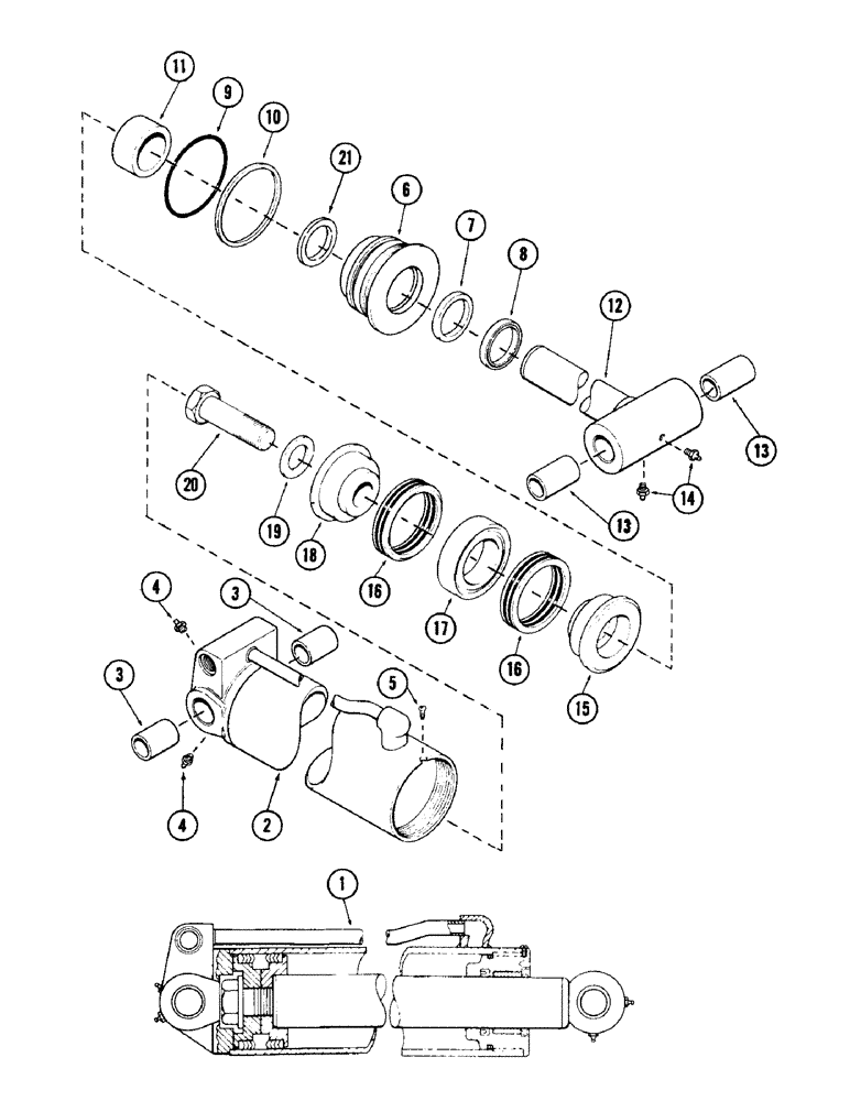 Схема запчастей Case 880 - (244) - HOIST AND CROWD CYLINDER, 5-1/2" DIAMETER CYLINDER W/45-1/2" STROKE & 2-3/4" ROD ASSEMBLY (07) - HYDRAULIC SYSTEM