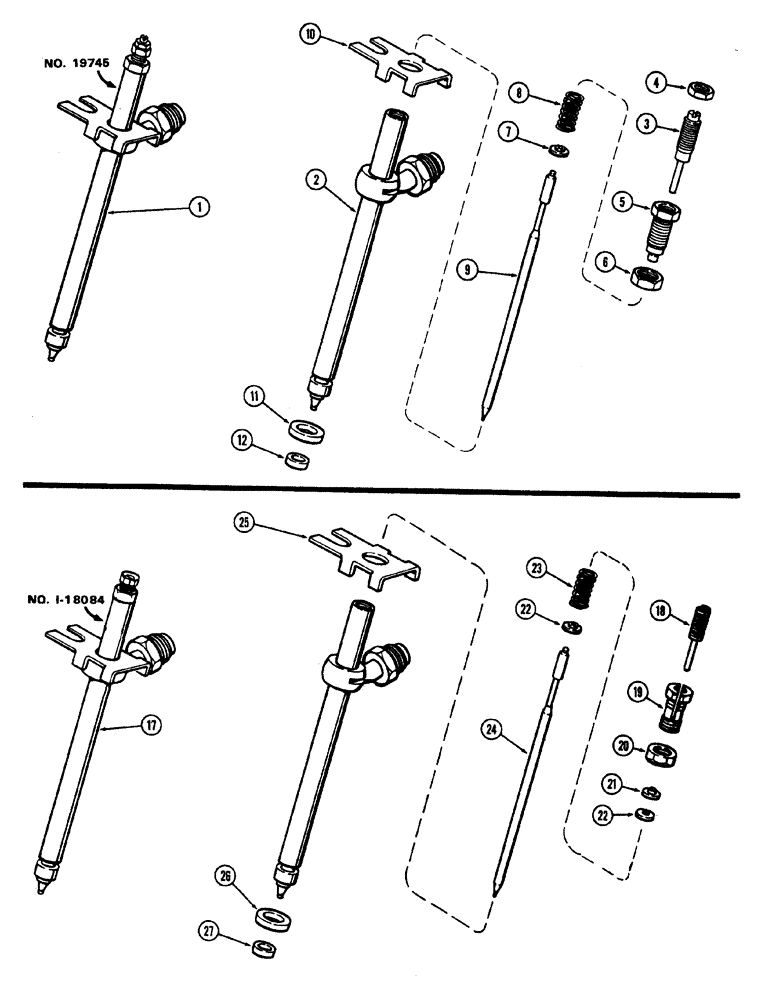 Схема запчастей Case W20 - (038) - A62809 AND A58694 INJECTION NOZZLES (03) - FUEL SYSTEM