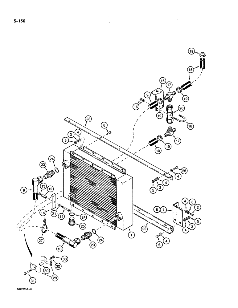 Схема запчастей Case W36 - (5-150) - STEERING HYDRAULIC CIRCUIT, OIL COOLER TO RESERVOIR (05) - STEERING