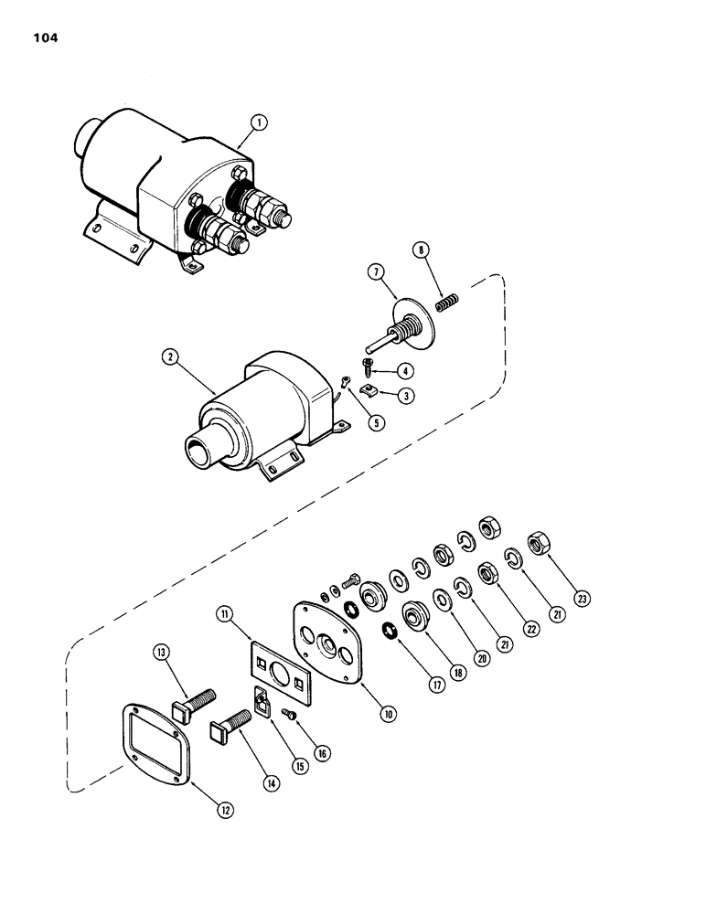 Схема запчастей Case 1150B - (104) - A42376 SOLENOID, USED WITH R26137 STARTER (06) - ELECTRICAL SYSTEMS