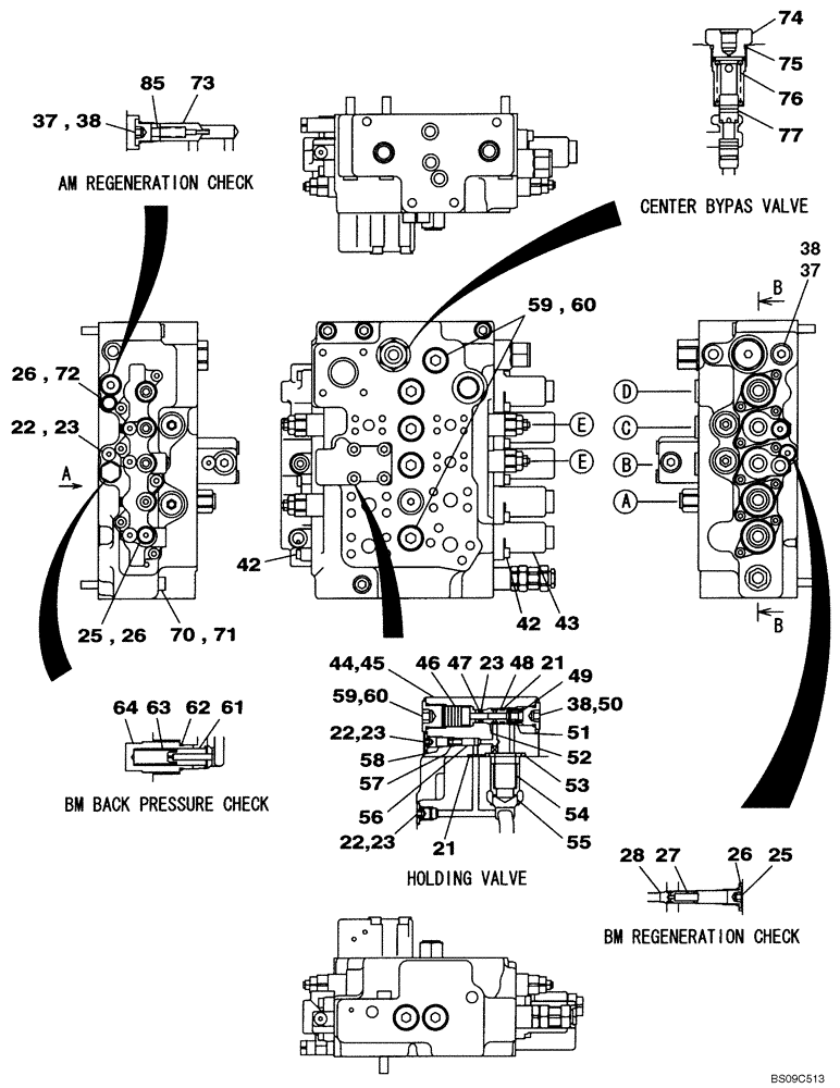 Схема запчастей Case CX130B - (08-56[02]) - CONTROL VALVE - OPTIONAL (08) - HYDRAULICS