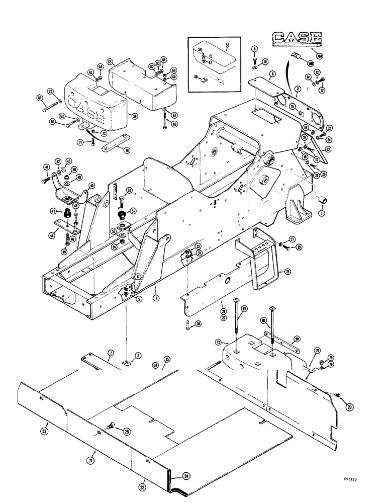 Схема запчастей Case W9B - (130) - CHASSIS, ENGINE MOUNTS AND RELATED PARTS (09) - CHASSIS