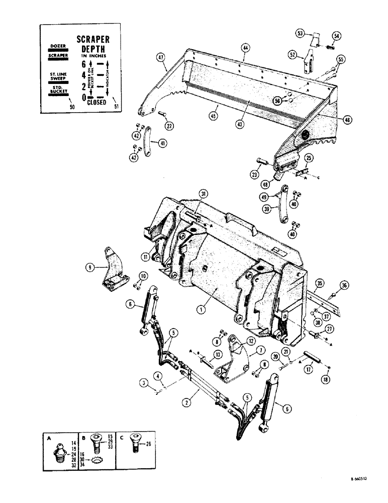 Схема запчастей Case 310G - (208) - ULRICH MULTI-PURPOSE BUCKET (05) - UPPERSTRUCTURE CHASSIS