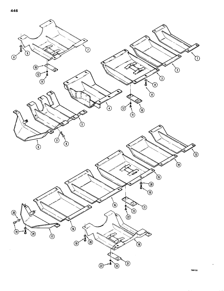 Схема запчастей Case 1150B - (446) - UNDERCARRIAGE GUARDS, DOZER AND DRAWBAR MODELS (05) - UPPERSTRUCTURE CHASSIS