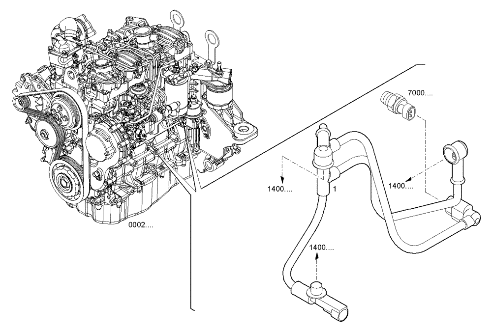 Схема запчастей Case F5CE9454G A001 - (1730.039) - ENGINE CABLE (55) - ELECTRICAL SYSTEMS