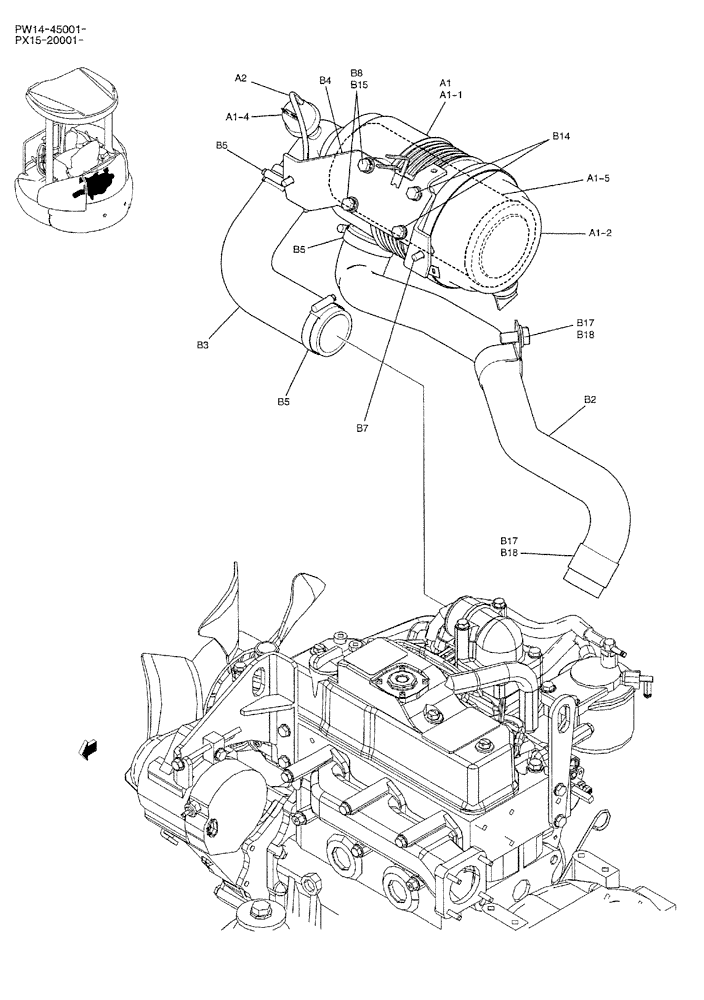 Схема запчастей Case CX36B - (01-009) - CLEANER ASSY, AIR (05) - SUPERSTRUCTURE