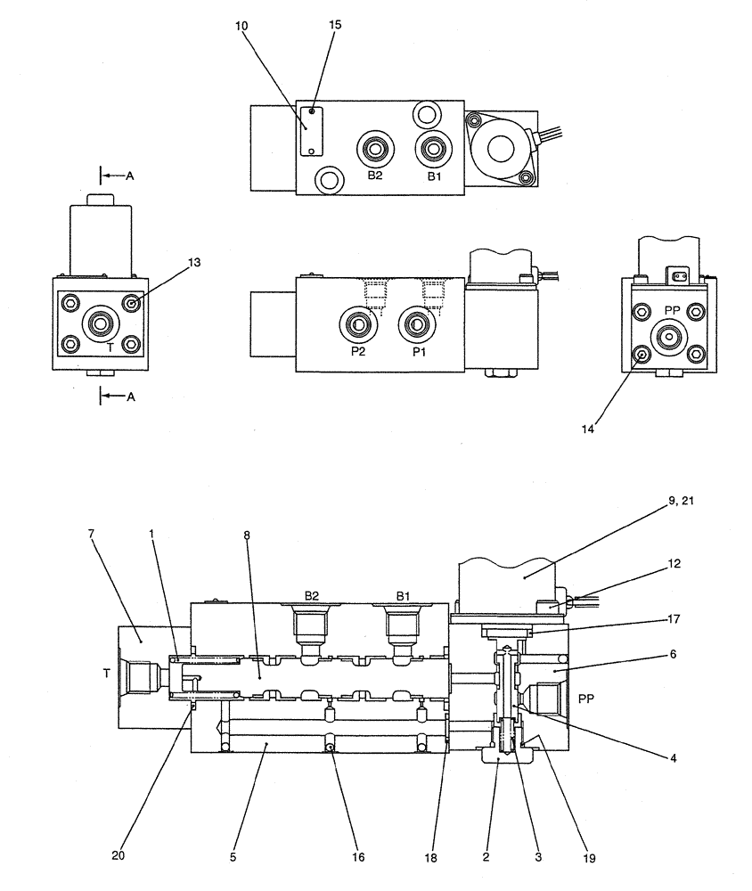 Схема запчастей Case CX27B PV13 - (07-042) - VALVE ASSY, SOLENOID, P/N PE35V00001F1 ELECTRICAL AND HYDRAULIC COMPONENTS