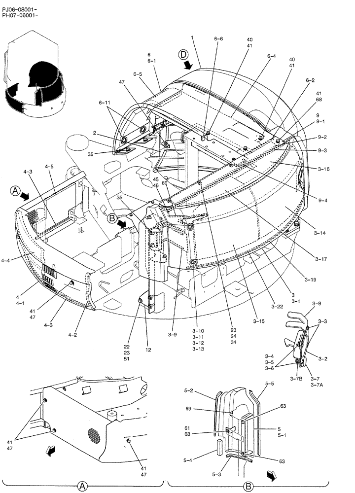 Схема запчастей Case CX50B - (05-015) - GUARD INSTAL CAB (COOLER) (PH21C00019F1) 1 OF 3 OPTIONAL PARTS