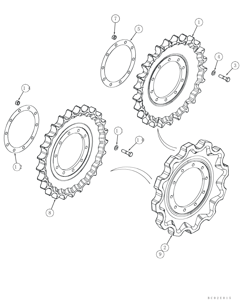 Схема запчастей Case 750K - (05-03) - SPROCKET, TRACK (11) - TRACKS/STEERING