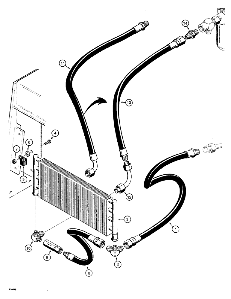 Схема запчастей Case W4 - (122) - HYDRAULIC OIL COOLER CIRCUIT (08) - HYDRAULICS