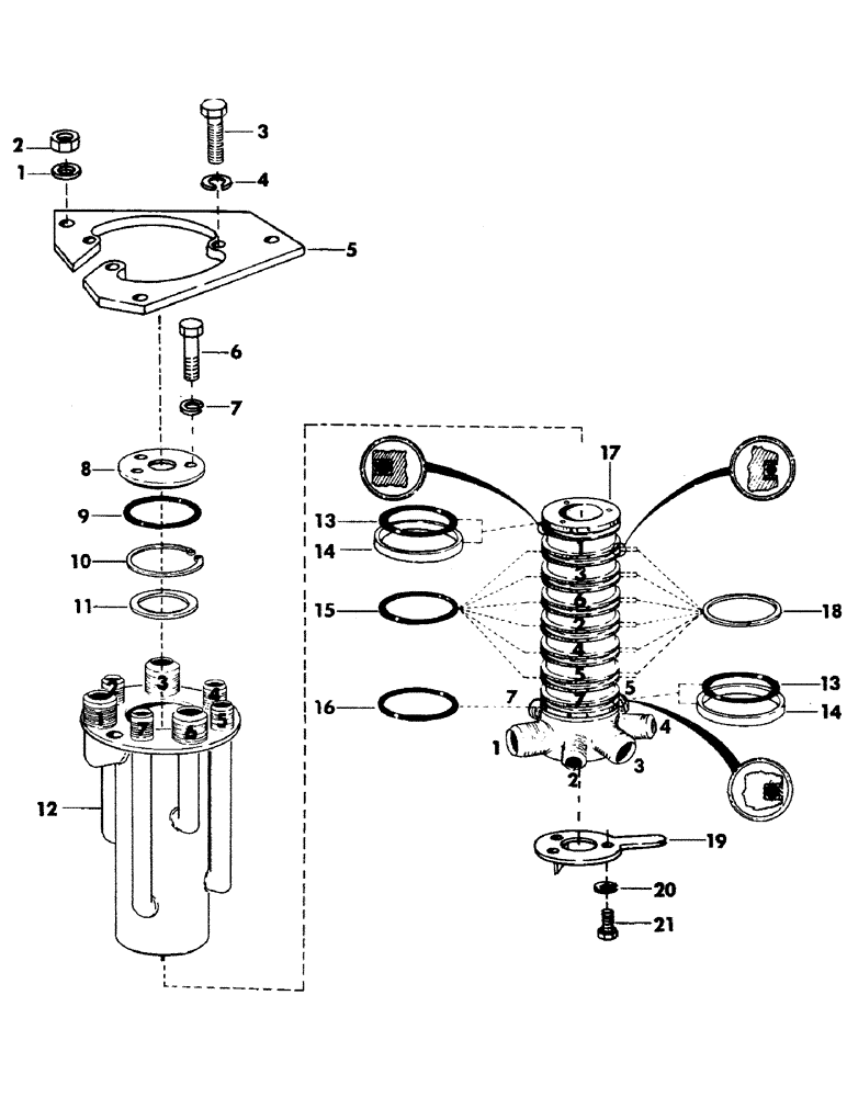 Схема запчастей Case 35YC - (127) - 7-PORT HYDRAULIC SWIVEL AND MOUNTING PARTS (07) - HYDRAULIC SYSTEM