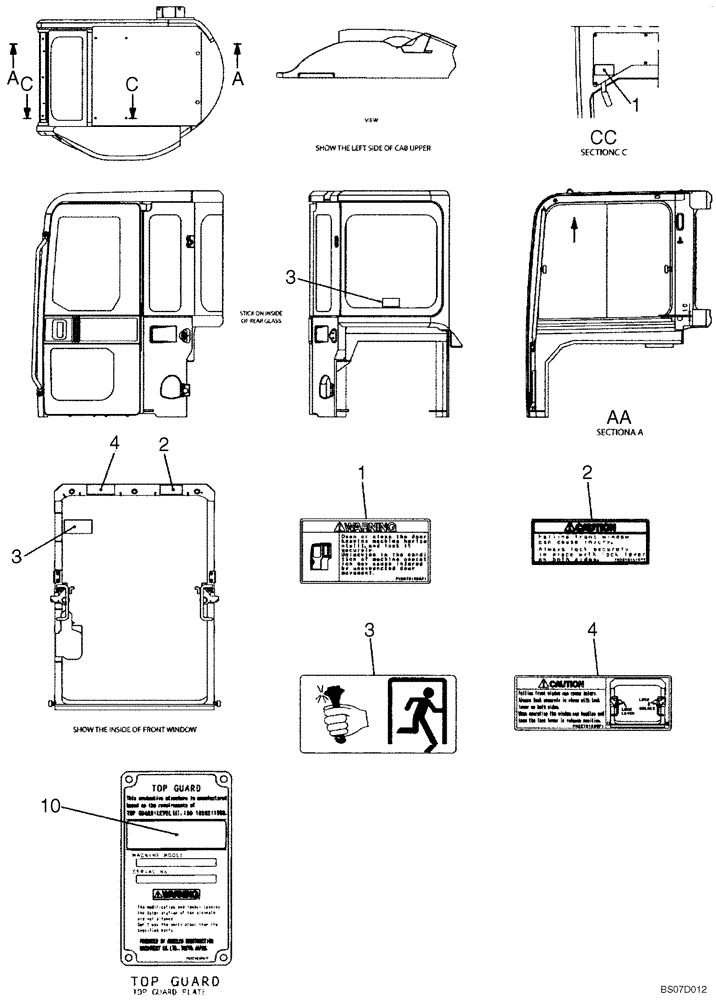 Схема запчастей Case CX50B - (06-013) - NAME PLATE INSTAL,(CAB) P/N PW22T00085F1 (90) - PLATFORM, CAB, BODYWORK AND DECALS