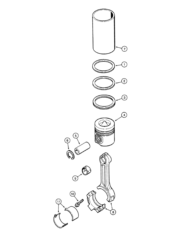 Схема запчастей Case 580SK - (2-64) - PISTONS AND CONNECTING RODS, 4-390 ENGINE (02) - ENGINE