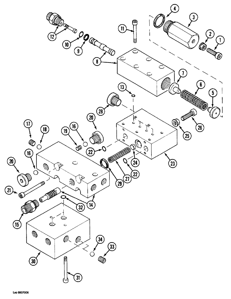 Схема запчастей Case 1088 - (8D-16) - COUNTER ROTATION VALVE, P.I.N. FROM 19801 TO 19993, 19998 TO 20005 (08) - HYDRAULICS