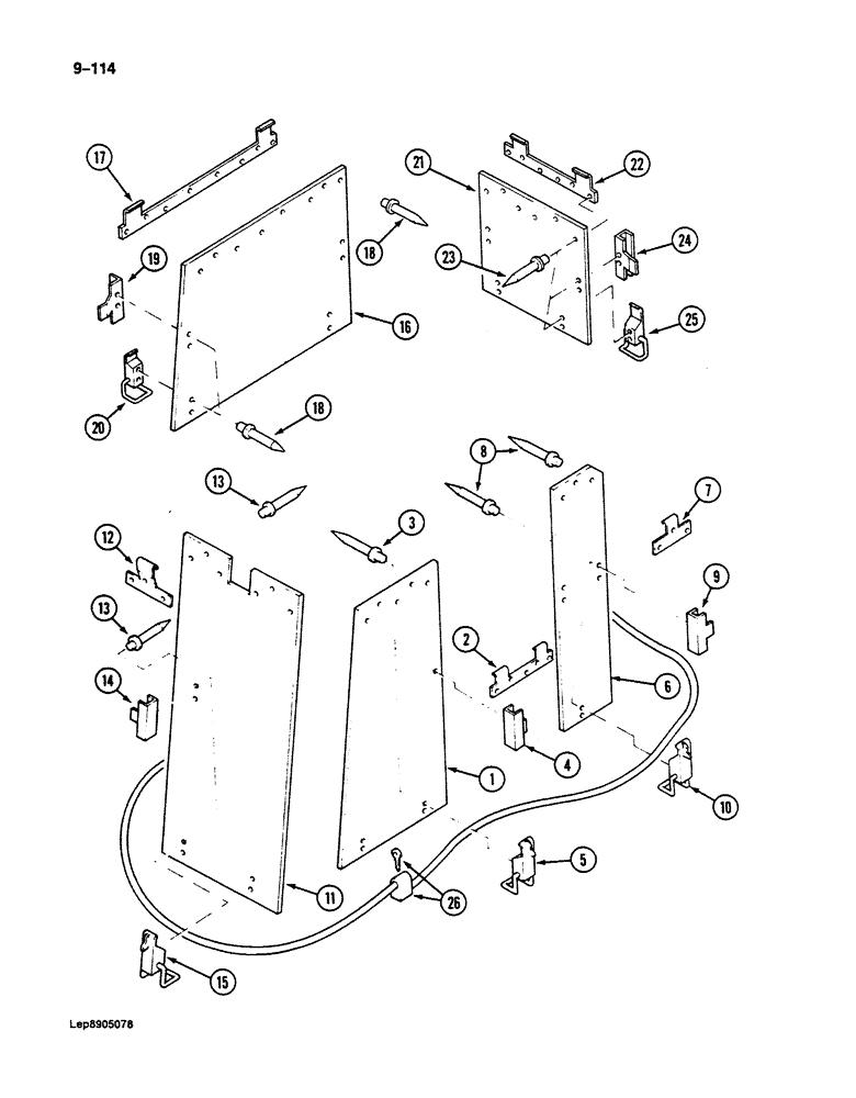 Схема запчастей Case 125B - (9-114) - OPTIONAL CAB ANTI-VANDALISM GUARDS, GUARDS AND LOCKING PARTS (09) - CHASSIS