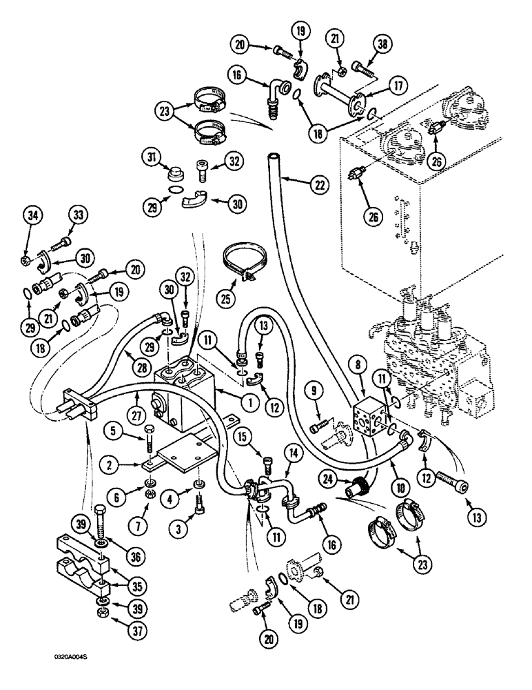 Схема запчастей Case 1088 - (8E-02) - HYDRAULIC HAMMER CIRCUIT, PRESSURE AND RETURN LINES, P.I.N. FROM 19801 TO 20187 (08) - HYDRAULICS