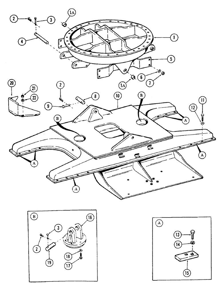 Схема запчастей Case 50 - (008) - OPTIONAL TURNTABLE LEVELER, PINS & HARDWARE, (USED ON UNITS W/ SN. 6280345 & AFTER) (39) - FRAMES AND BALLASTING