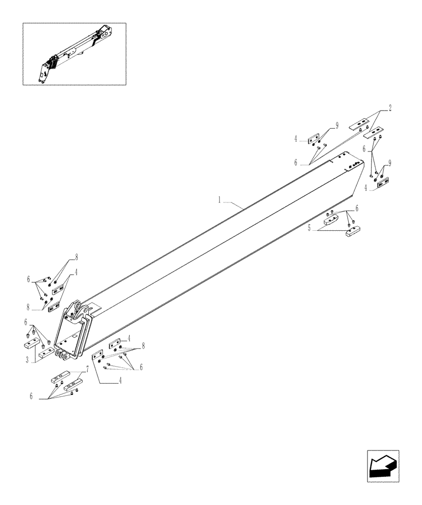 Схема запчастей Case TX1055 - (9.80092B[02]) - TELESCOPIC ARM FOR 3 FUNCTIONS (ARM 55) - OPTIONAL CODE 749060351 (83) - TELESCOPIC SINGLE ARM