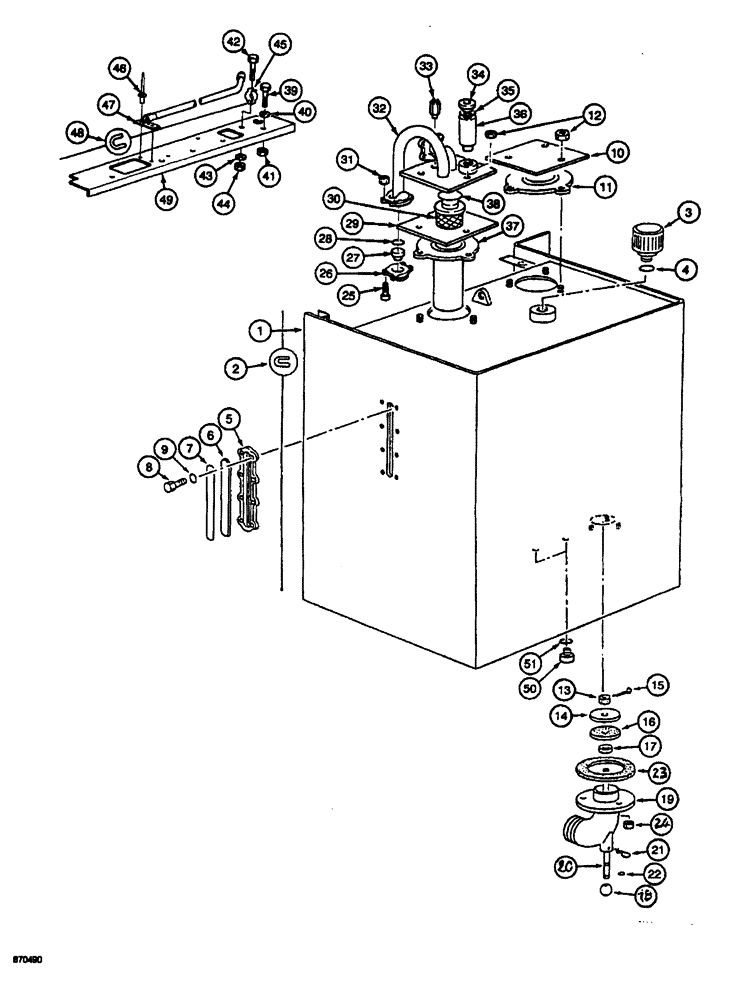 Схема запчастей Case 688 - (8-002) - HYDRAULIC RESERVOIR, P.I.N. FROM 74123 TO 74127 (08) - HYDRAULICS