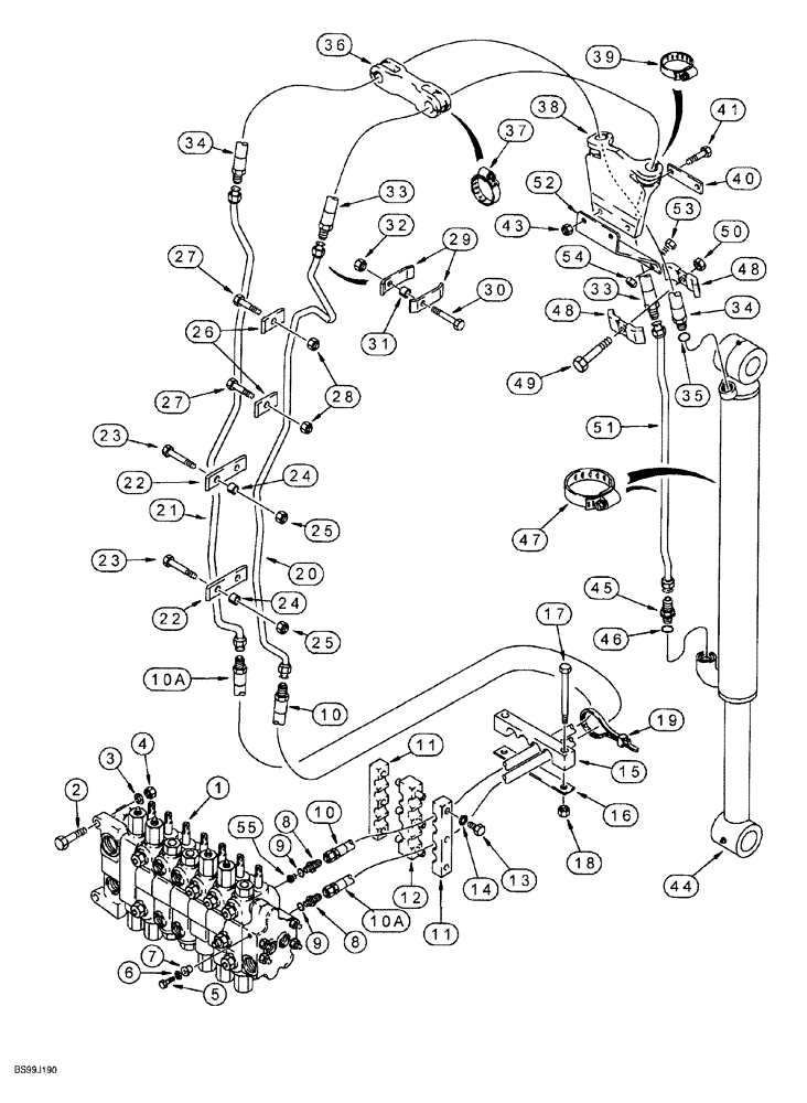 Схема запчастей Case 580SL - (8-032) - BACKHOE BUCKET CYLINDER HYDRAULIC CIRCUIT, MODELS WITH EXTENDABLE DIPPER (08) - HYDRAULICS