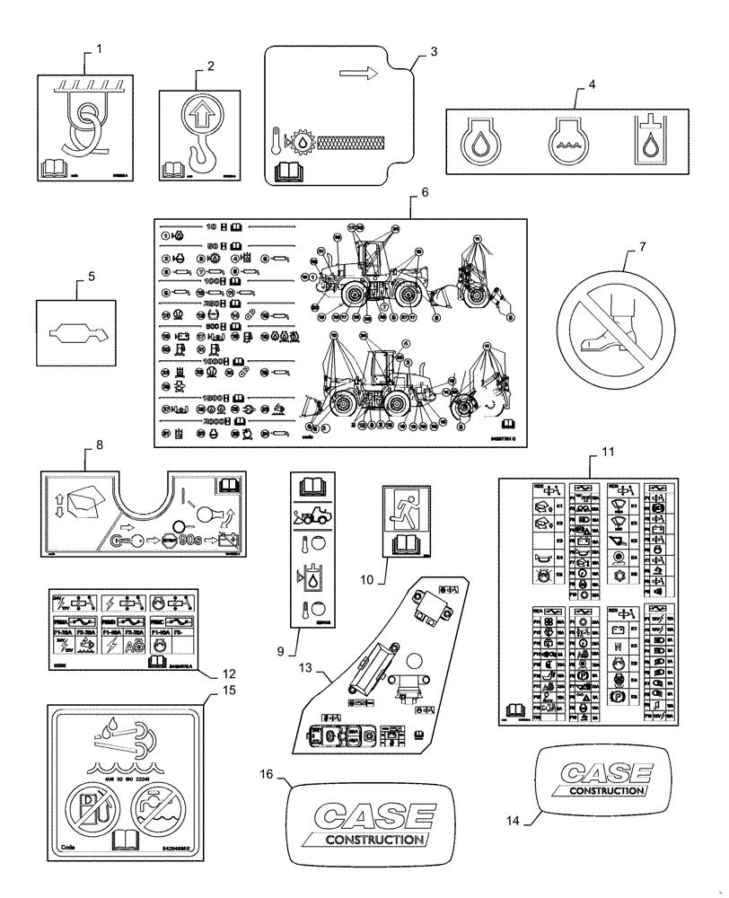 Схема запчастей Case 721F - (90.108.AB[03]) - DECALS, COMMON TO MODEL (90) - PLATFORM, CAB, BODYWORK AND DECALS