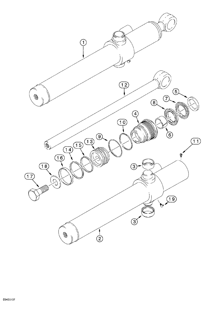 Схема запчастей Case 580SL - (8-128) - LOADER BUCKET CYLINDERS (08) - HYDRAULICS