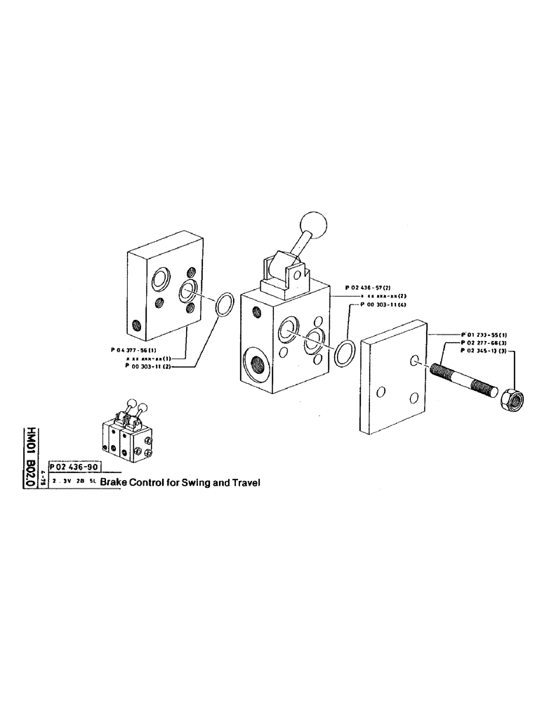 Схема запчастей Case 160CL - (52) - BRAKE CONTROL FOR SWING AND TRAVEL (07) - HYDRAULIC SYSTEM