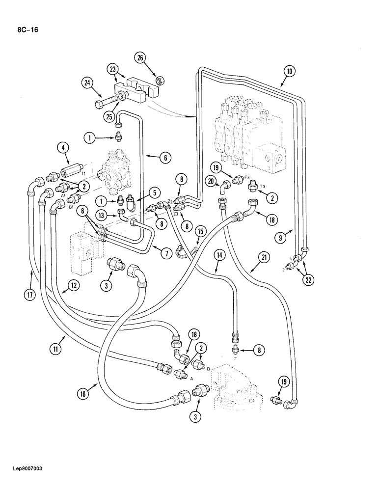 Схема запчастей Case 688 - (8C-16) - SWING MOTOR HYDRAULIC CIRCUIT, P.I.N. FROM 11642 AND AFTER (08) - HYDRAULICS