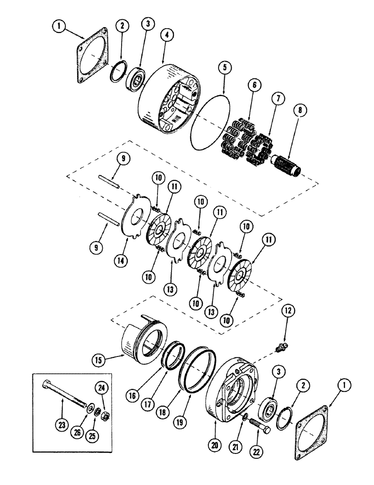 Схема запчастей Case 40 - (066) - TRACK DRIVE BRAKE (33) - BRAKES & CONTROLS