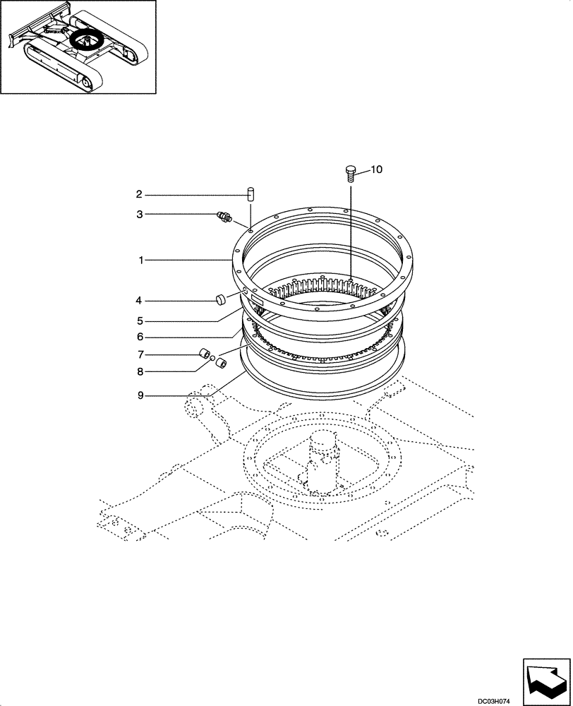 Схема запчастей Case CX47 - (09-01[00]) - TURNTABLE BEARING (09) - CHASSIS/ATTACHMENTS