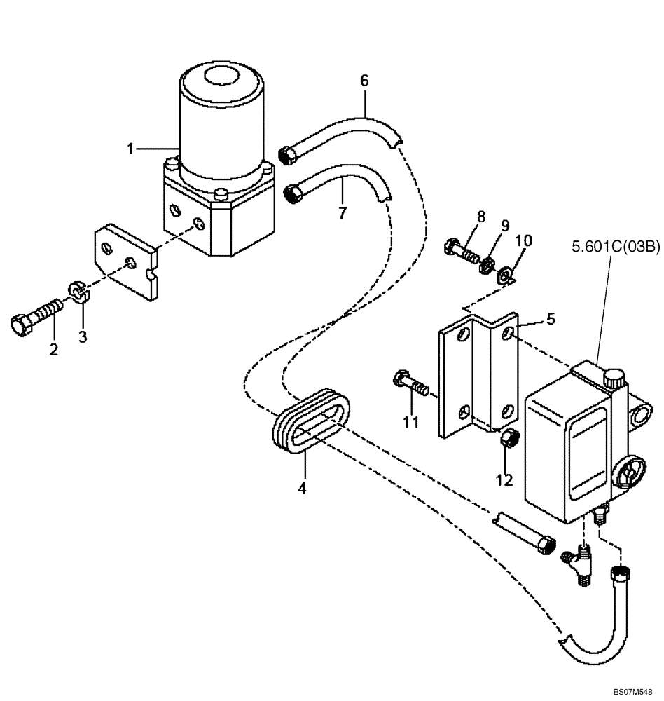 Схема запчастей Case 325 - (5.601C[05B]) - HOODS - HYDRAULIC DUMPING - ELECTRICAL PUMPE - OPTION (87641049) (10) - Cab/Cowlings