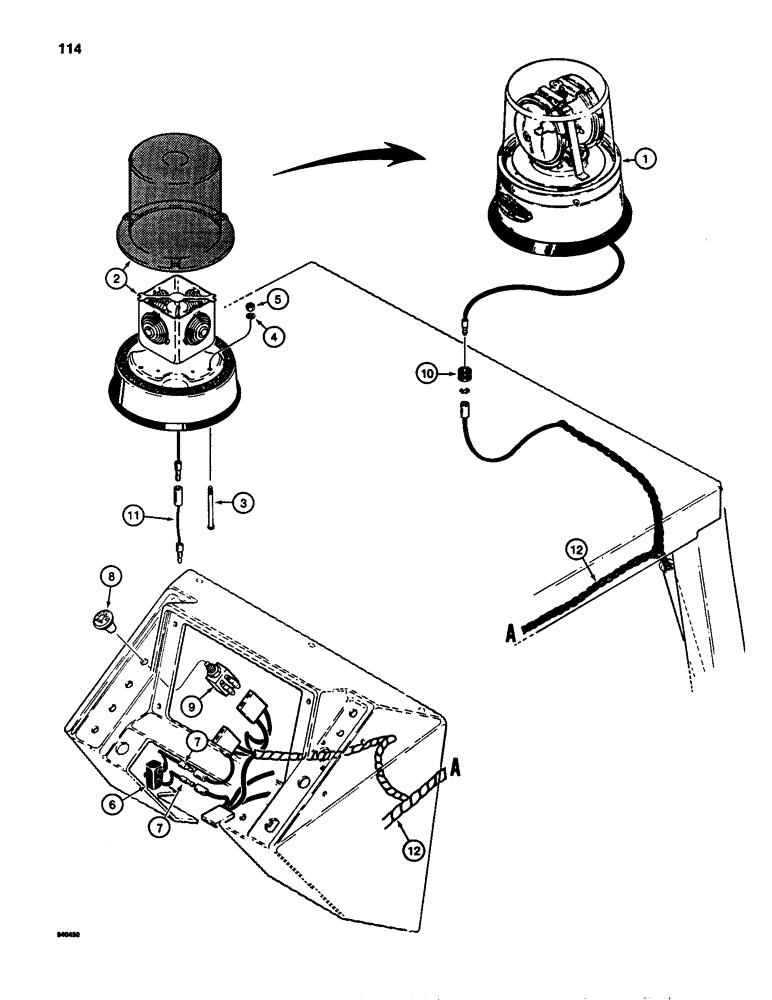 Схема запчастей Case 780B - (114) - ROTATING BEACON - CAB AND CANOPY (04) - ELECTRICAL SYSTEMS