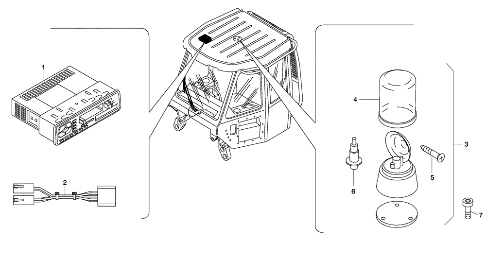 Схема запчастей Case 335 - (67A00001475[001]) - VARIOUS ELECTRICAL EQUIPMENTS - RADIO AND ROTATING BEACON (55) - ELECTRICAL SYSTEMS