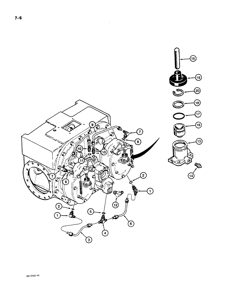 Схема запчастей Case 550 - (7-06) - TRANSMISSION BRAKE LUBRICATION LINES AND, BRAKE CYLINDER ASSEMBLY (07) - BRAKES