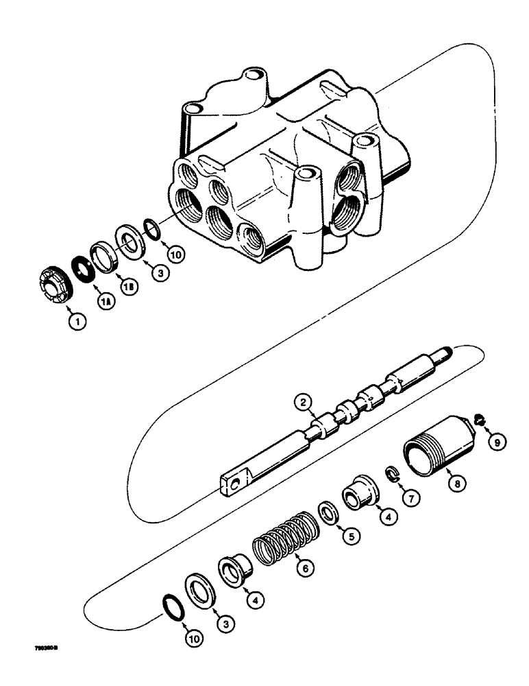 Схема запчастей Case 350B - (220) - D37050 THREE POSITION SPOOL, WITHOUT MAGNETIC DETENT (07) - HYDRAULIC SYSTEM