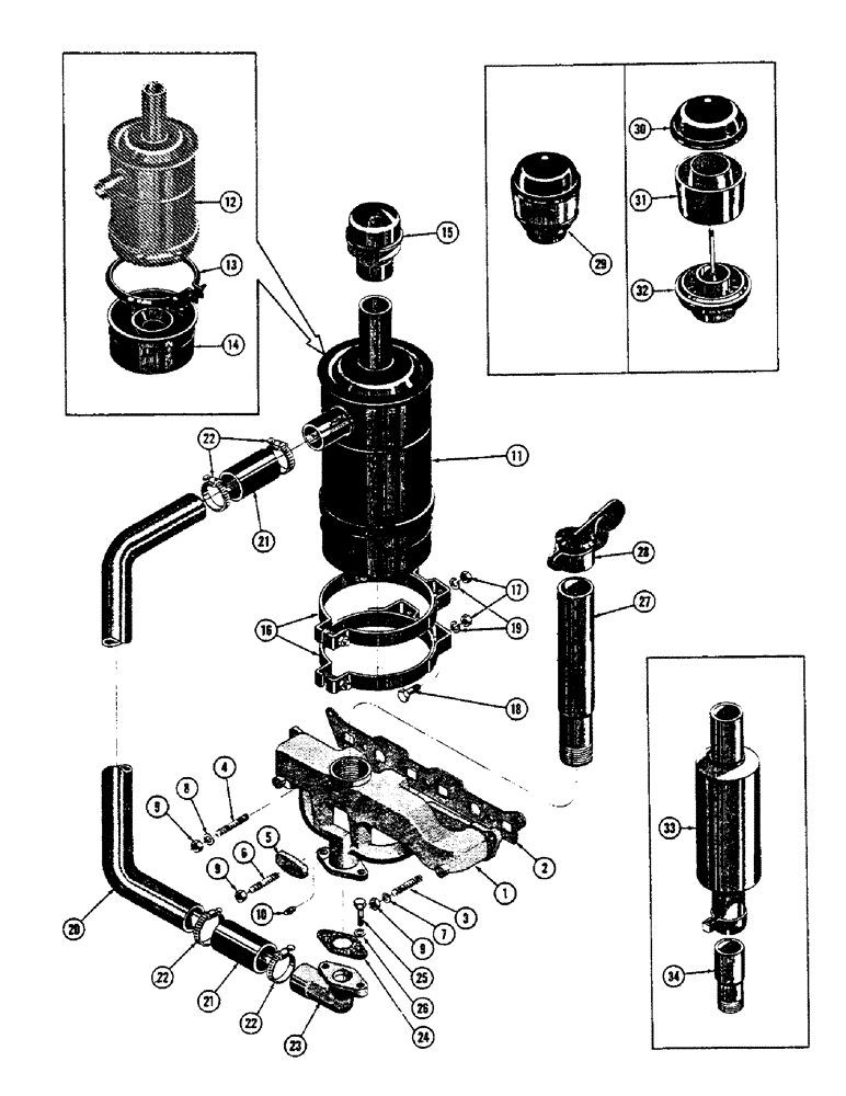 Схема запчастей Case 600 - (040) - ENGINE ACCESSORIES, MANIFOLD, MUFFLER, AIR CLEANER (01) - ENGINE