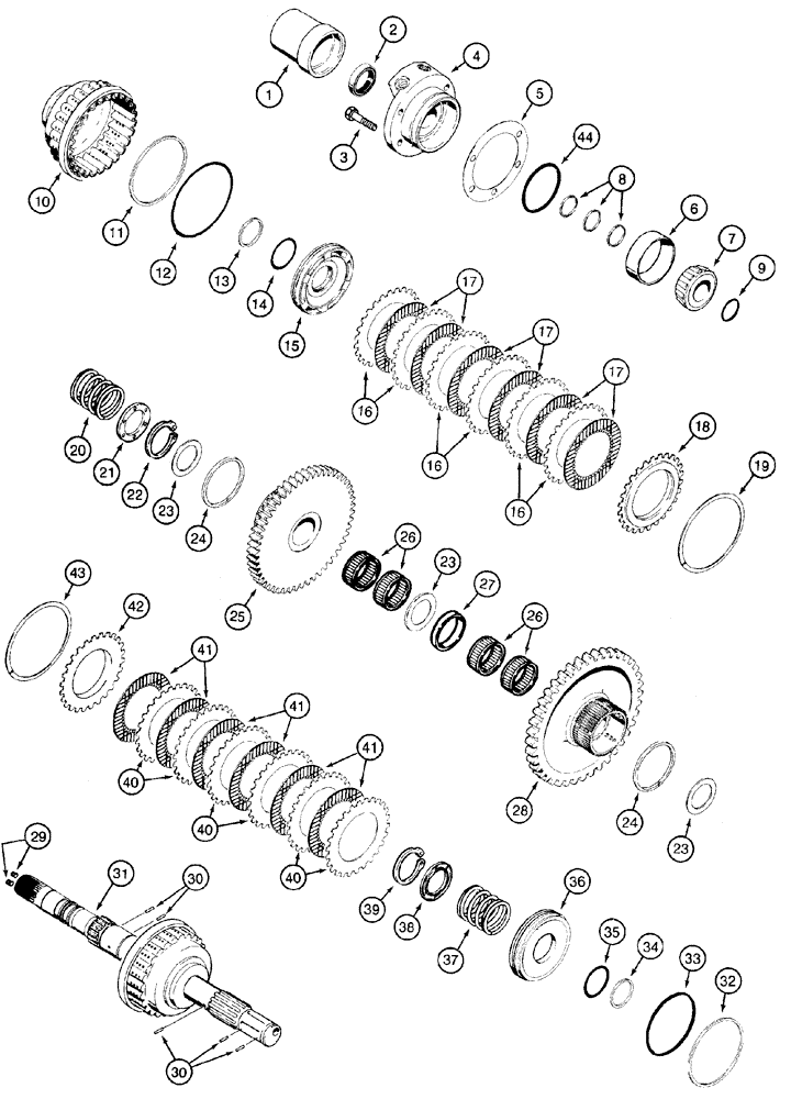 Схема запчастей Case 550H - (6-06) - TRANSMISSION, CLUTCHES, FORWARD/REVERSE AND MAINSHAFT (06) - POWER TRAIN