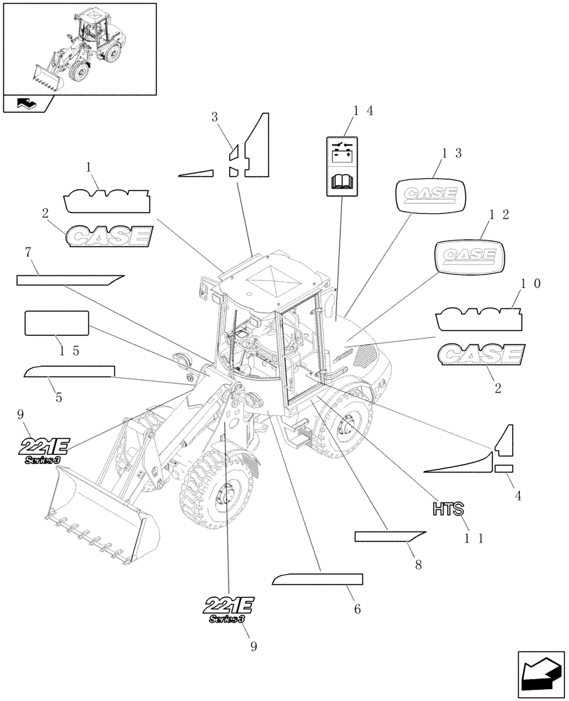 Схема запчастей Case 221E - (621/05[02]) - DECAL KIT DESIGN (HIGH SPEED) (08) - SHEET METAL/DECALS